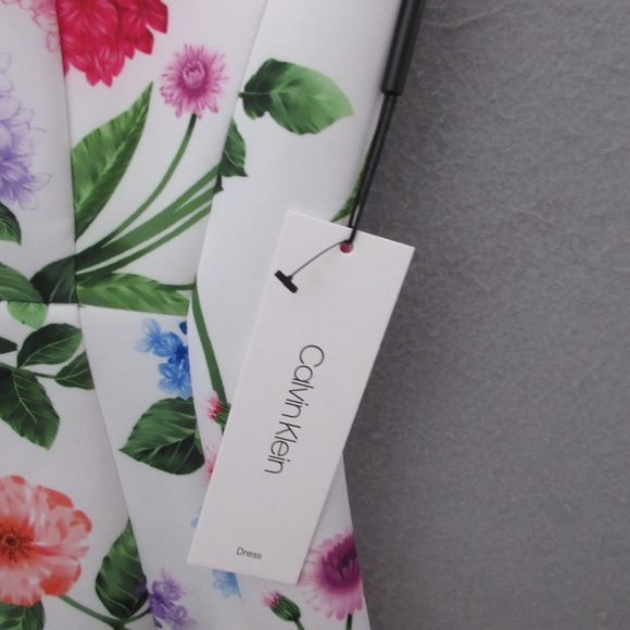 Calvin Klein Dress 8 Floral Scuba Sheath Career Church Office Timeless Zip NWT - Picture 4 of 10
